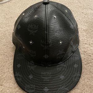 MCM black studded leather hat